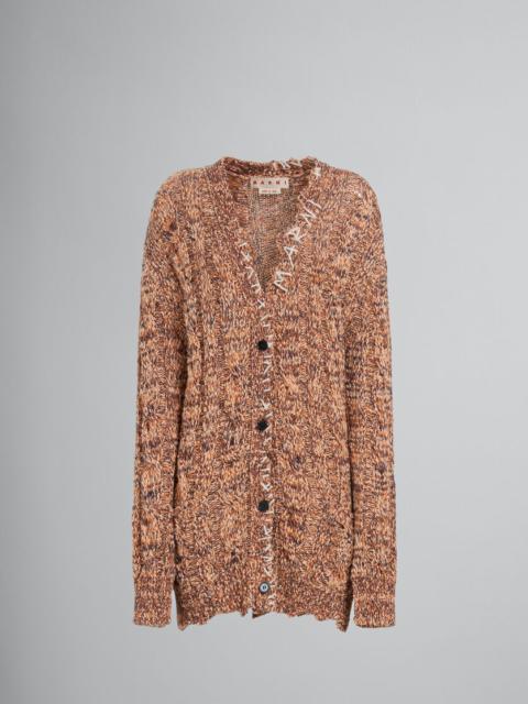 ORANGE MOULINÉ CARDIGAN WITH MARNI MENDING