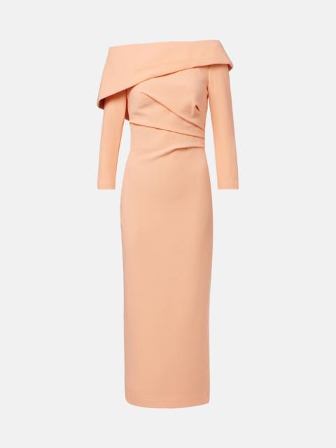 Off-shoulder crêpe midi dress