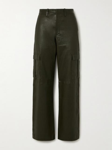 Leather Wide-leg Cargo Pants