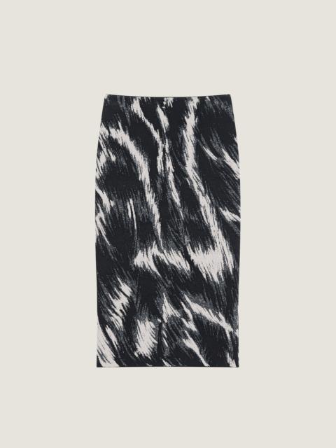 MIDI PENCIL SKIRT IN VISCOSE WITH ANIMAL JACQUARD