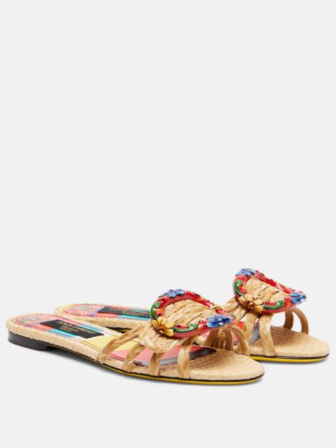 Taormina embellished raffia sandals