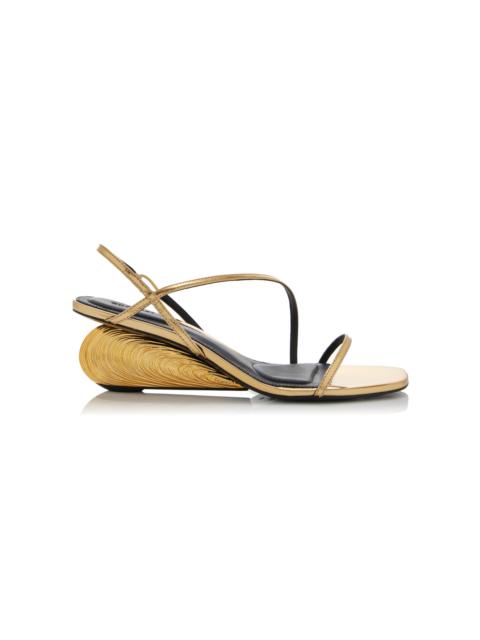 Bridget Oyster Shell Wedge Leather Sandals gold