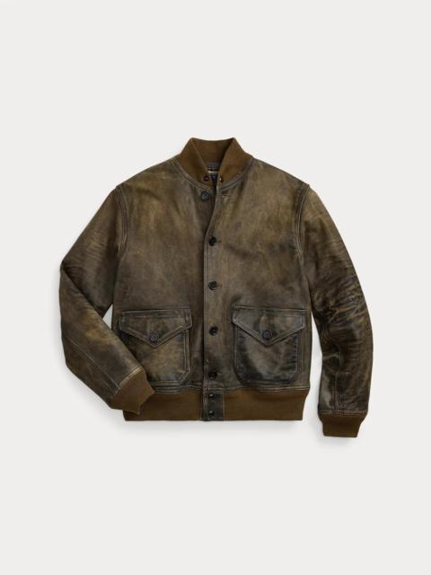 Indigo Leather Bomber Jacket