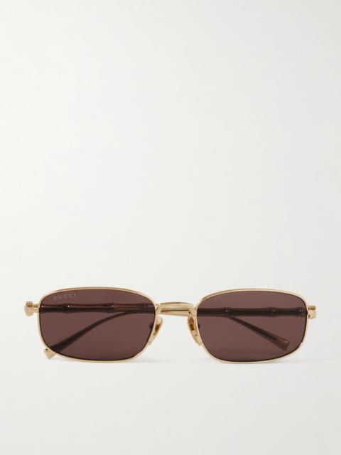 Bamboo Rectangular-frame Gold-tone Sunglasses