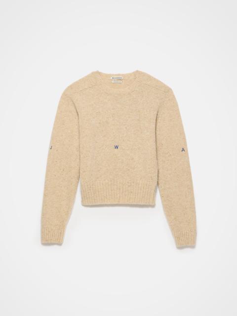 EMBROIDERED CREW NECK JUMPER IN OATMEAL MELANGE