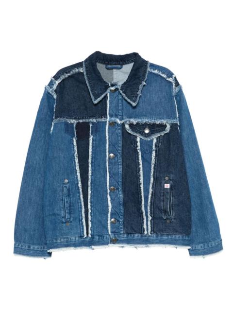 frayed patchwork denim jacket