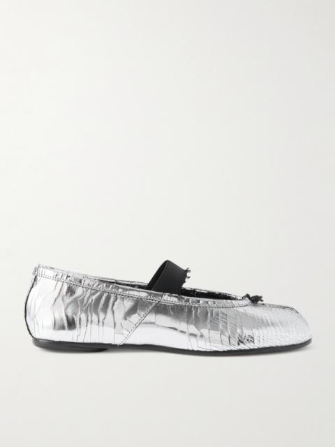 Tabi Split-toe Metallic Cracked-leather Ballet Flats