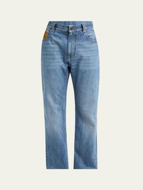 Men's Vintage-Wash Denim Turn Up Jeans