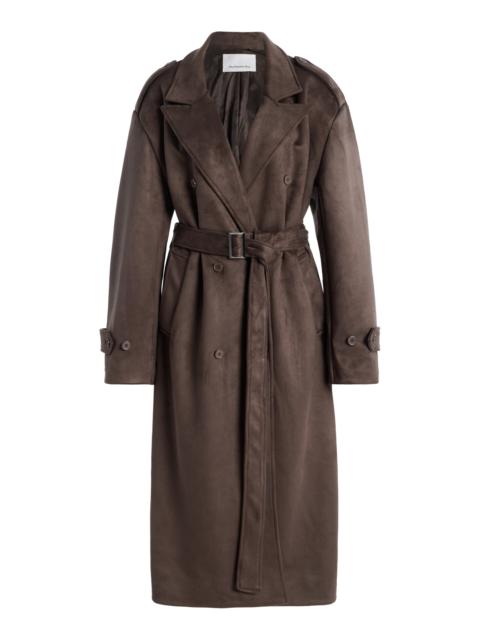 Pembroke Faux Suede Trench Coat brown