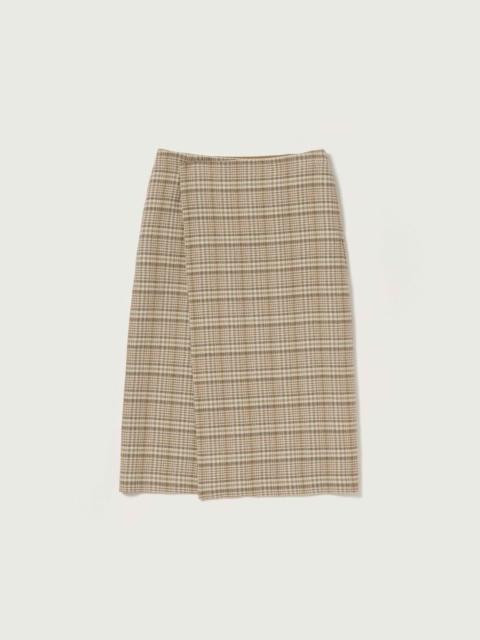 SILK LINEN NEP CHECK WRAP SKIRT