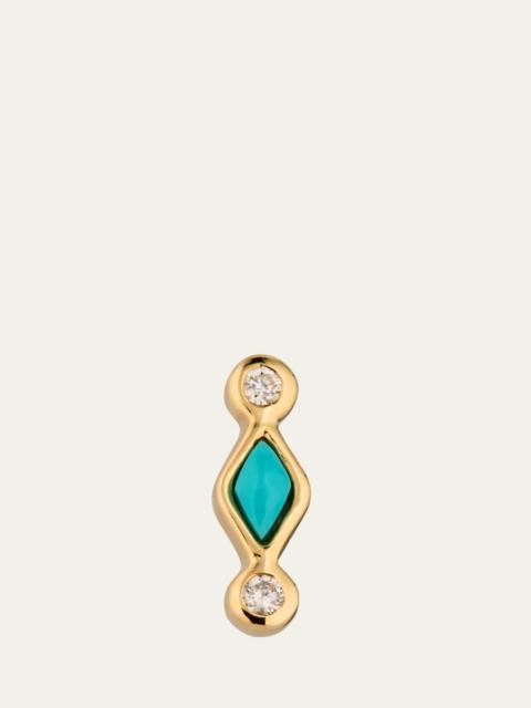 Turquoise and Diamond Bezel Stud Earrings