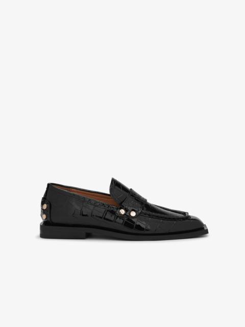 BLACK CROCO STUDDED LOAFERS