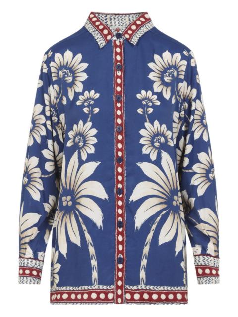 floral palm button-down top