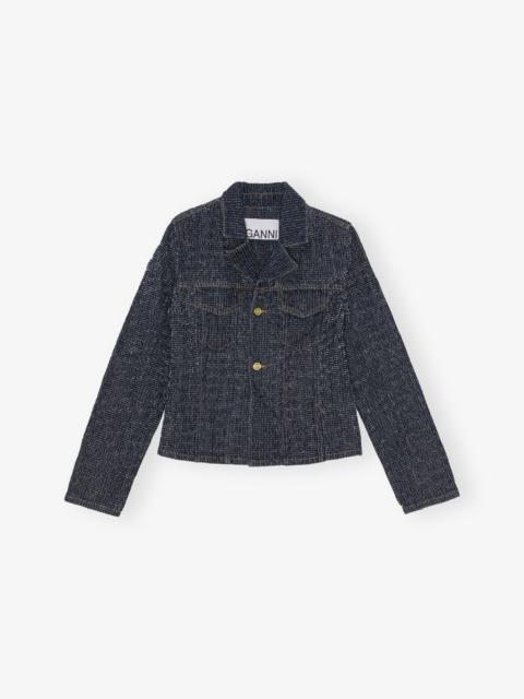 DARK BLUE FLUFFY DENIM BLAZER