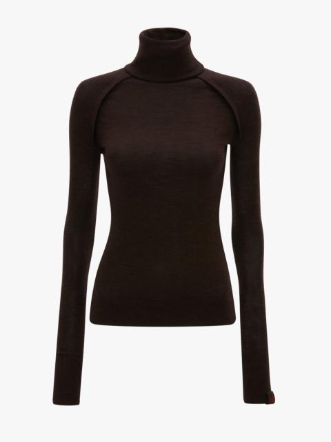 High Neck Top In Dark Chocolate