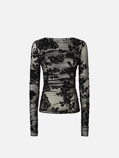 SHEER FLOCK-PRINT SWEATER