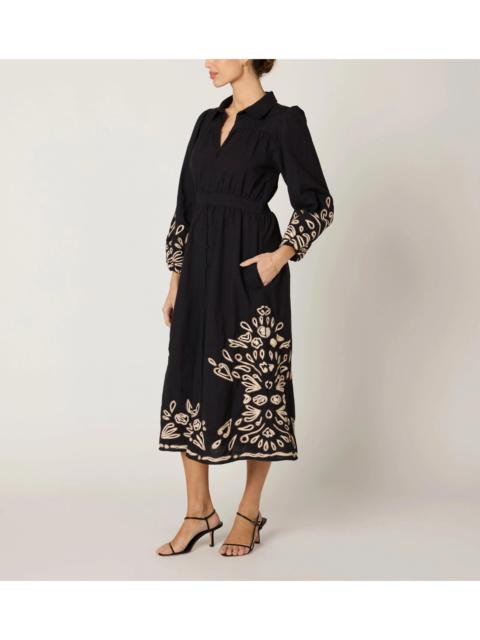 ELYSE MIDI DRESS | BLACK/IVORY