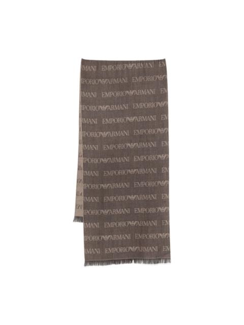 logo-pattern wool-blend scarf