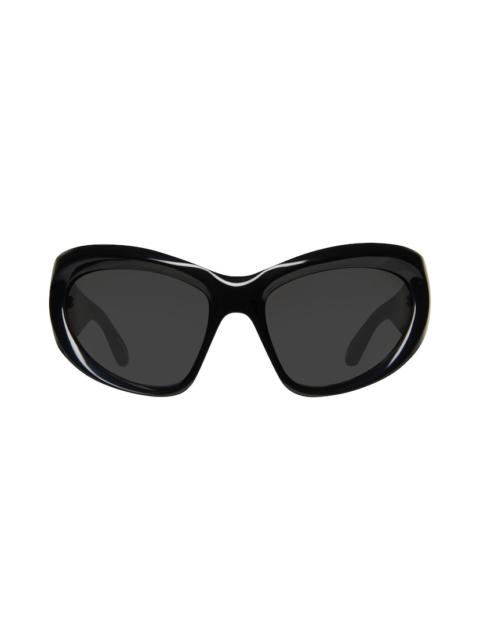 Wrap D-frame Sunglasses in Black