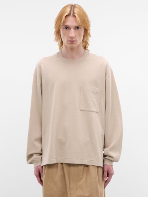 Beige Wool-Cotton Knit Sweater