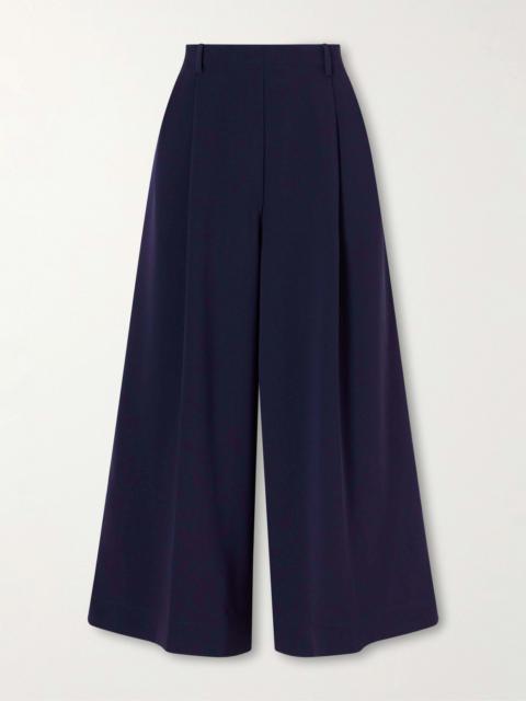 Arielle Pleated Cropped Cady Wide-leg Pants