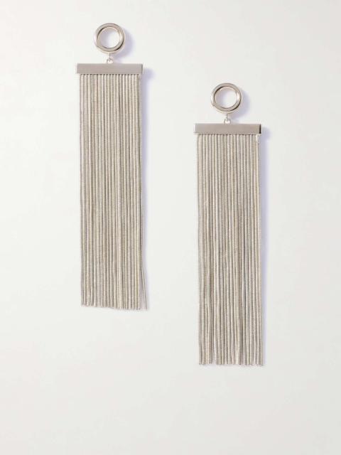 Fringed silver-tone earrings Silver
