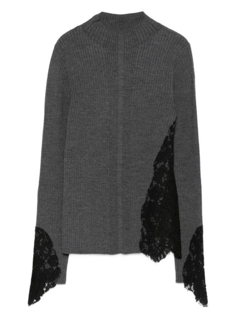 Samoa lace-insert ribbed sweater