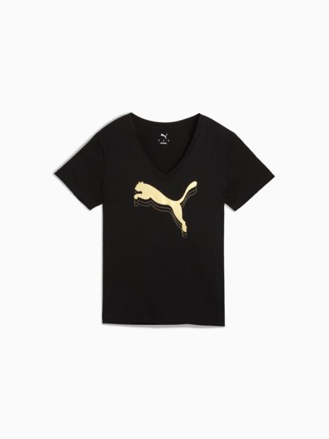 PUMA Essentials Metallic Women's V-Neck Tee