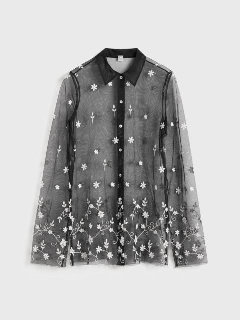 Floral tulle shirt black/white