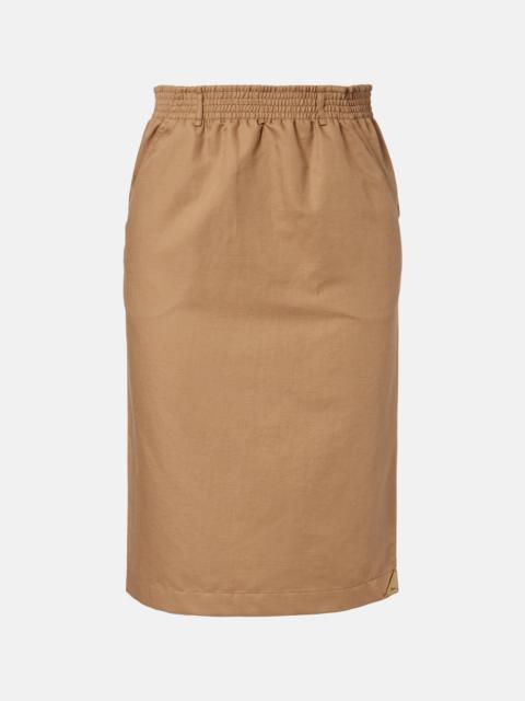 Cotton and linen gabardine pencil skirt