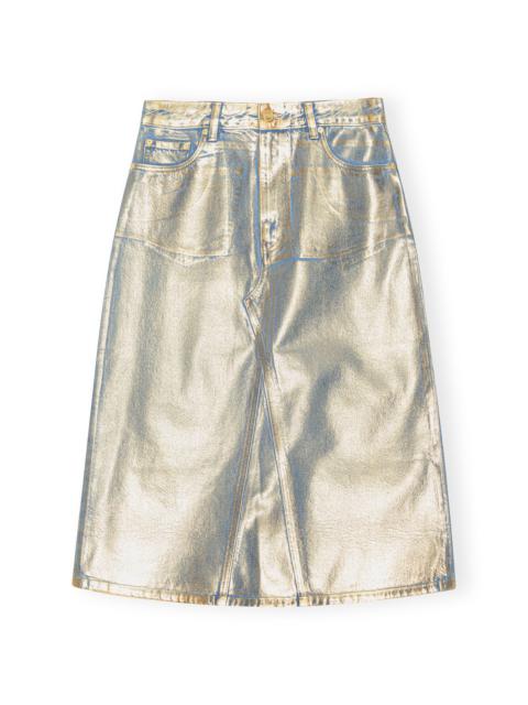GOLD DENIM MIDI SKIRT