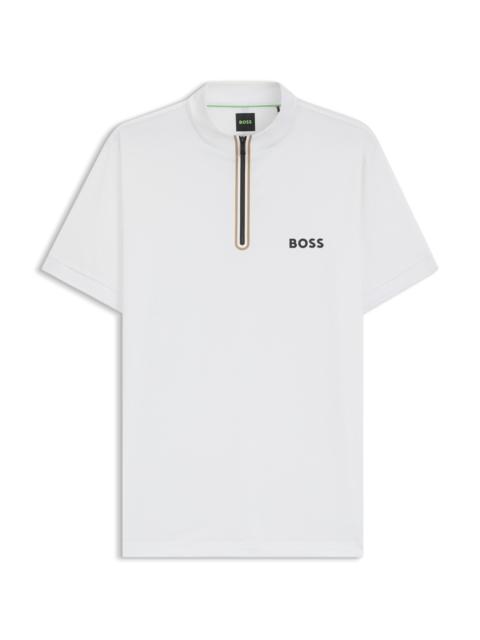 ACTIVE ZIP-NECK T-SHIRT IN STRETCH-MESH JERSEY