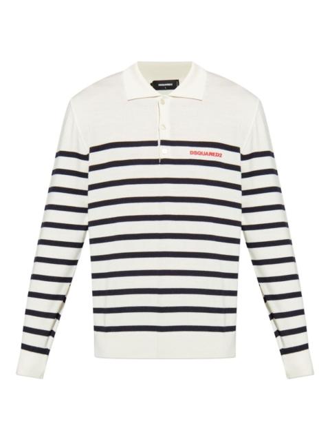 striped polo-neck sweater