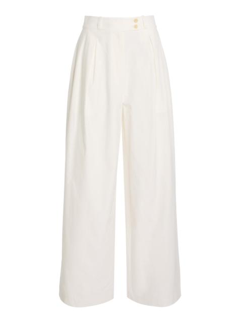 Newport High-Rise Cotton Wide-Leg Pants white