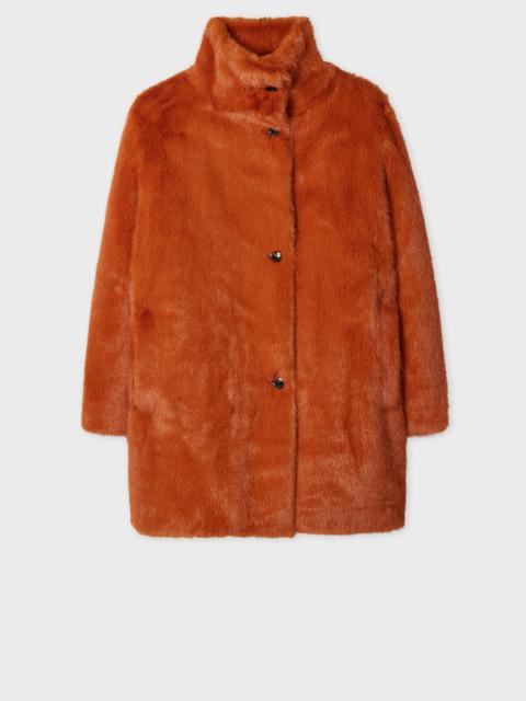 Women's Rust Orange Faux Fur Coat