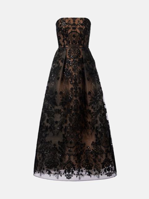 Embroidered sequined gown