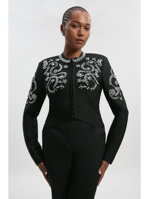 Plus Size Figure Form Bandage Embellished Knit Jacket