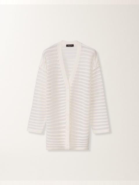 White cotton and linen cardigan with sequins