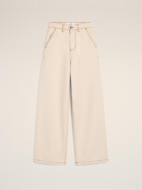 BEIGE COTTON WIDE FIT JEANS