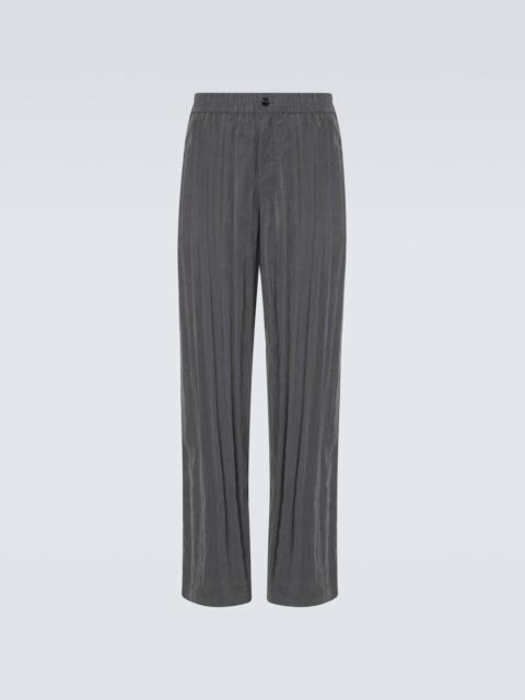 Pleated canvas wide-leg pants