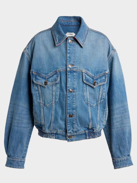 Blouson Leather-Lined Denim Jacket