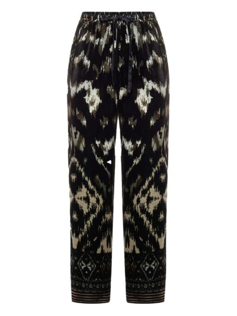 all-over print drawstring-waist trousers