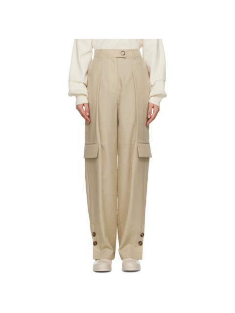 Beige Pleated Trousers