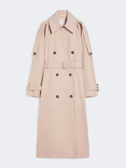 Long water-repellent twill trench coat - BEIGE