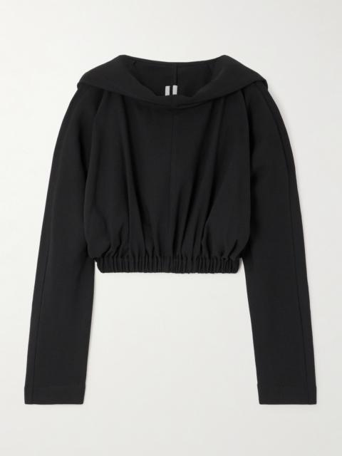 Cropped Wool-crepe Hoodie