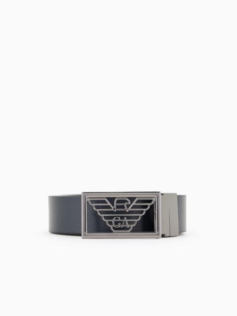 Two-toned reversible leather belt with one side in palmellato leather