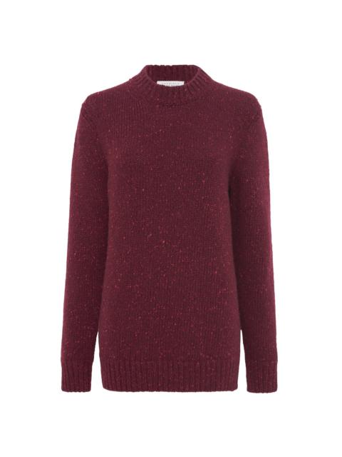 Alfie Knit Sweater in Bordeaux Speckled Aran Cashmere