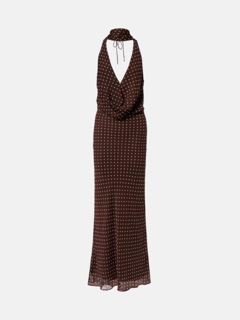 Polka-dot halterneck maxi dress