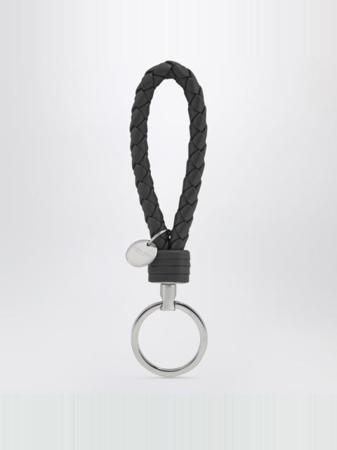 Grey Intrecciato leather key ring
