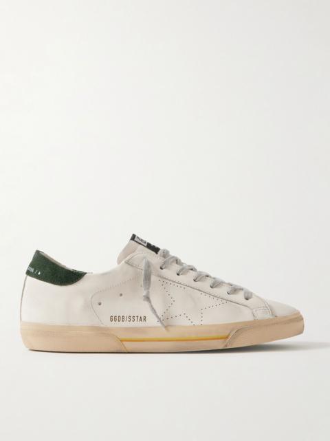 Superstar Suede-Trimmed Distressed Leather Sneakers White
